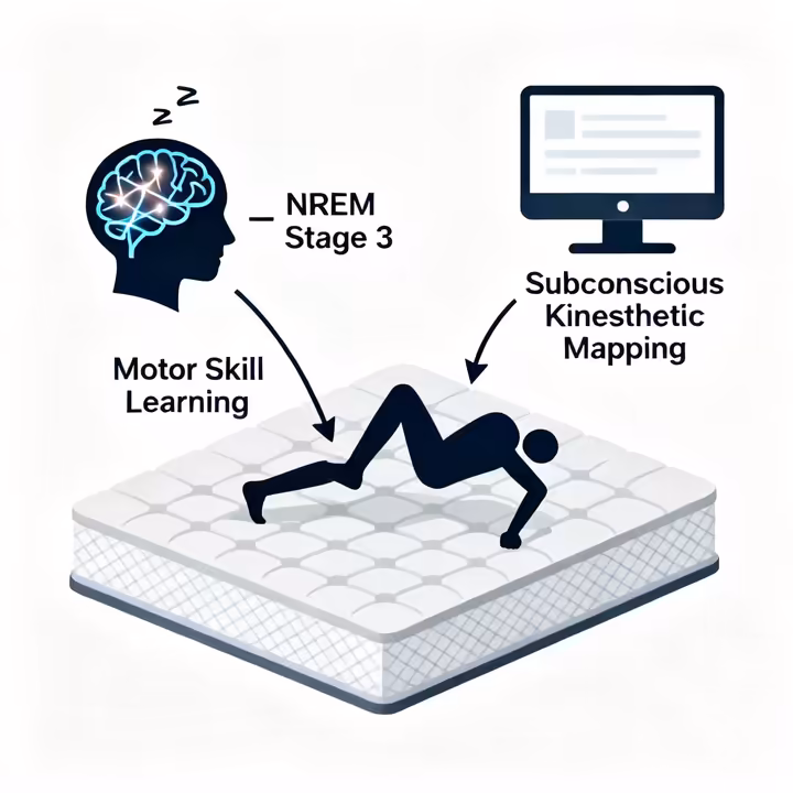 A diagram showing how brain signals during sleep are translated into key presses on the Somno-Type mattress.